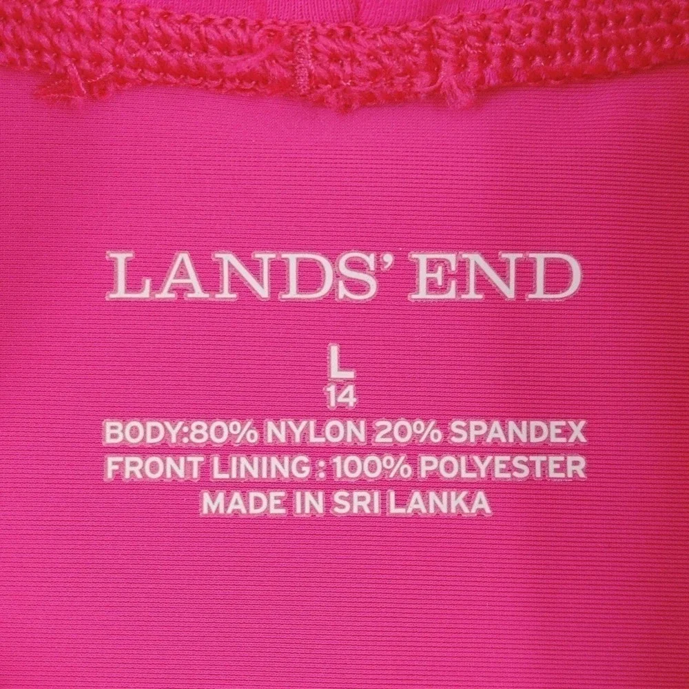 Lands End Rash Guard Shirt Girls Large Hot Pink Heart‎ Popsicle Print Lined Swim